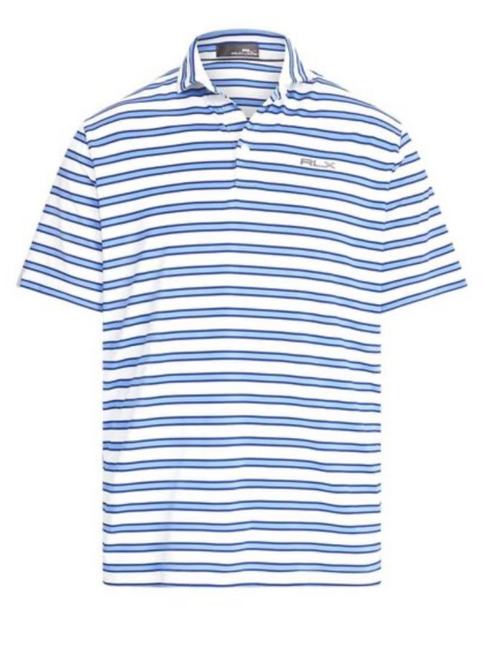 Ralph Lauren Mens Airflow Featherweight Striped Golf Polo White and Blue Large